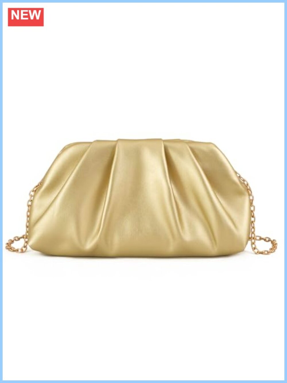 Soft PU Leather Ruched Cloud Evening Clutch Purse Detachable Chain Crossbody